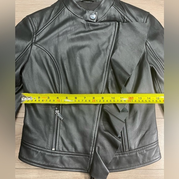 MARCIANO Daniel Moto-Zip Ruffle Leather Jacket - Picture 9 of 13
